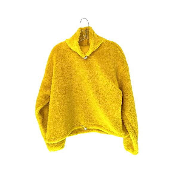NWT Levi's Yellow Aura Cozy Warm Mock Neck Sherpa Pullover Sweatshirt Small - Picture 2 of 11
